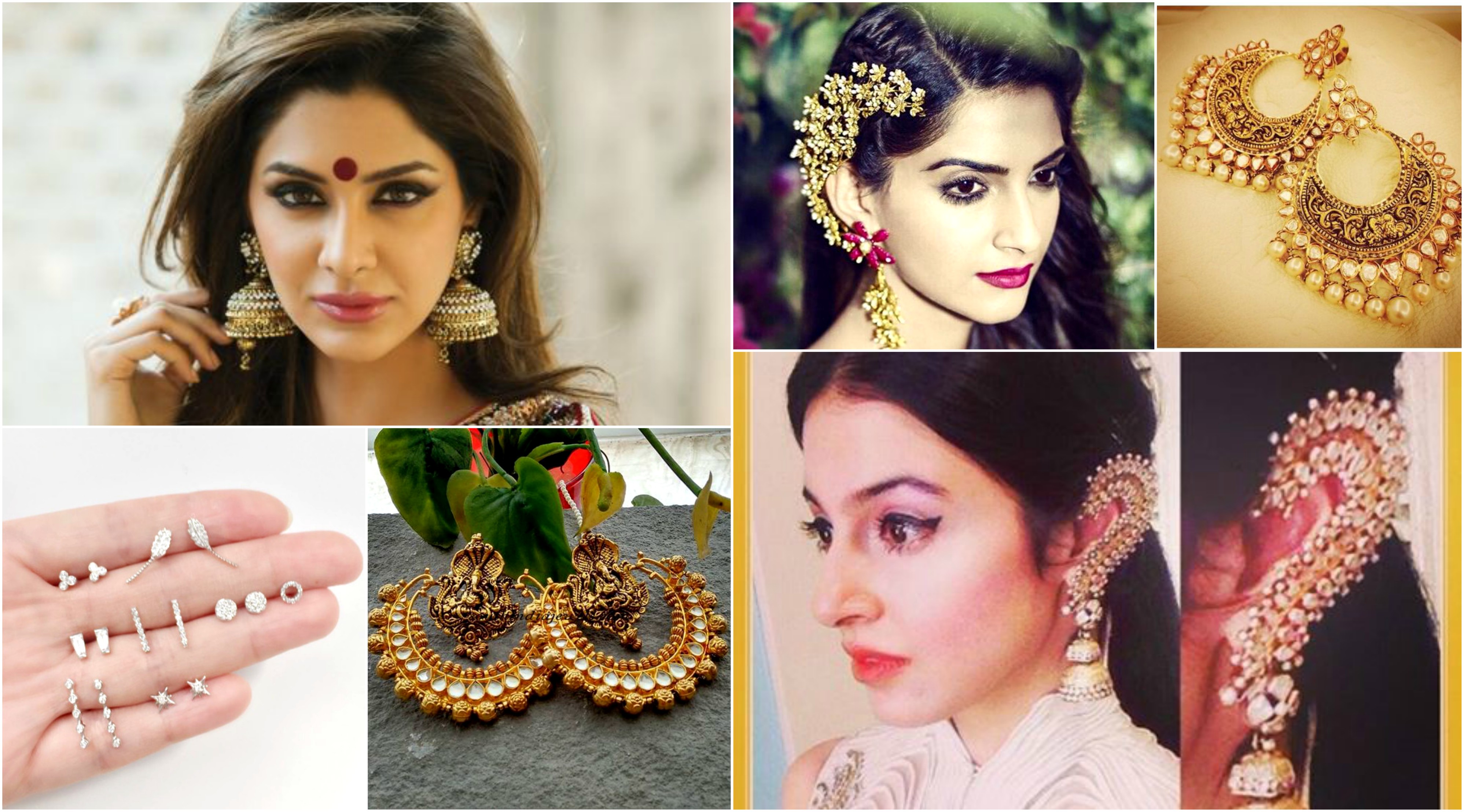 earrings for plain saree