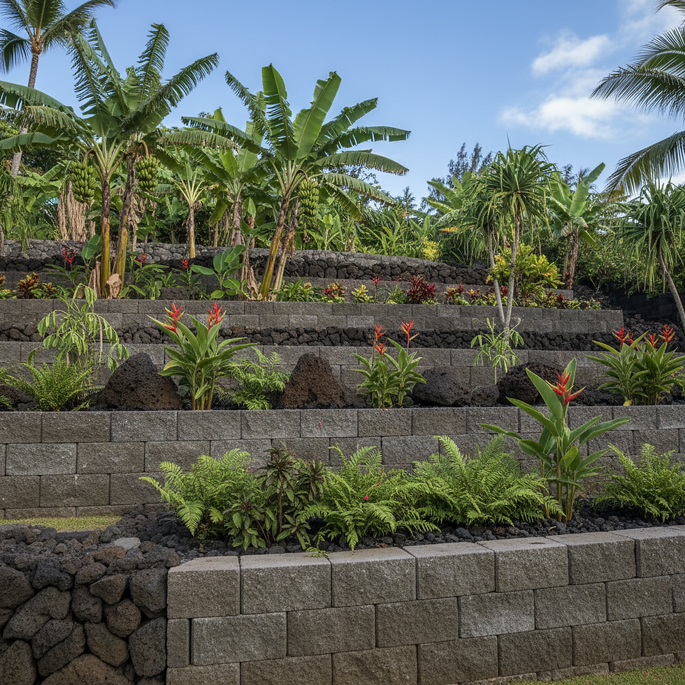 Retaining walls and landscape systems for Kauai sites