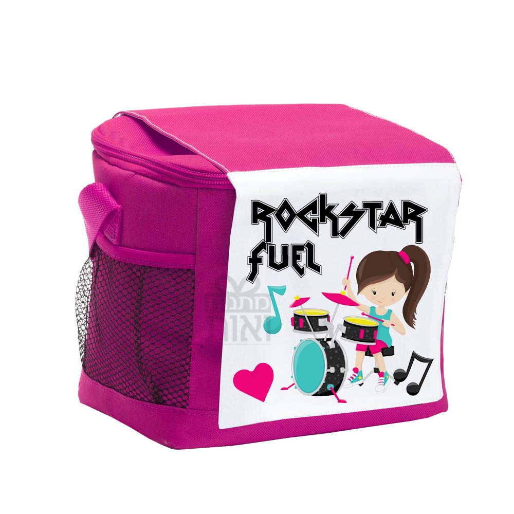 צידנית ורודה עם שם ותמונה