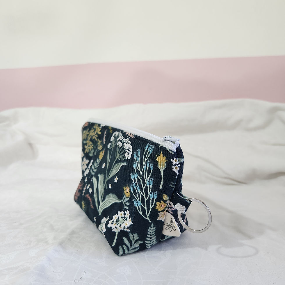 Thumbnail: Medium black floral makeup bag
