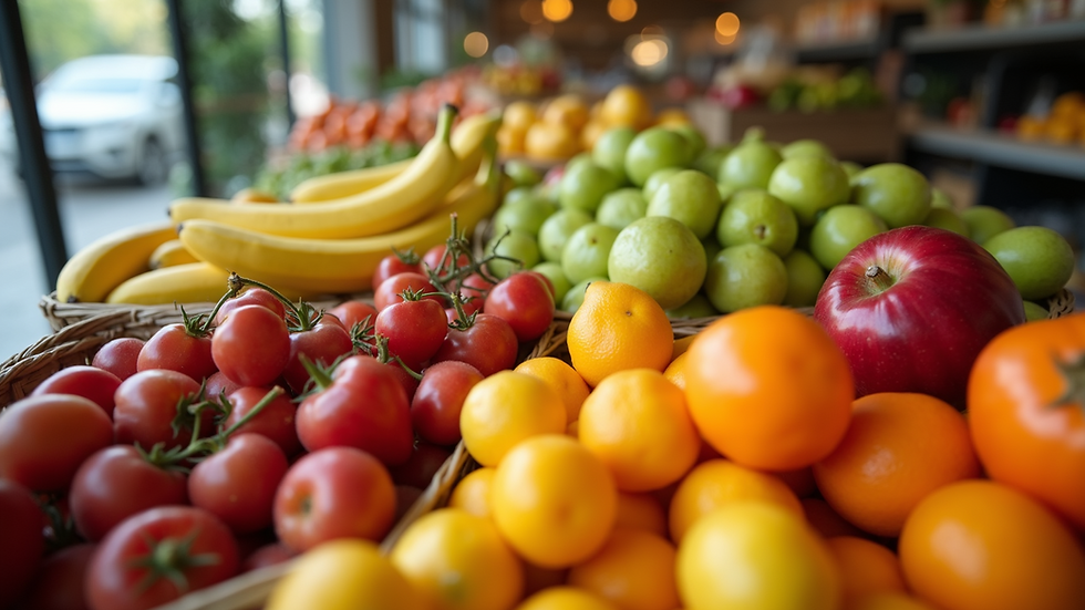 Close-up view of assorted fresh local fruits ready for delivery