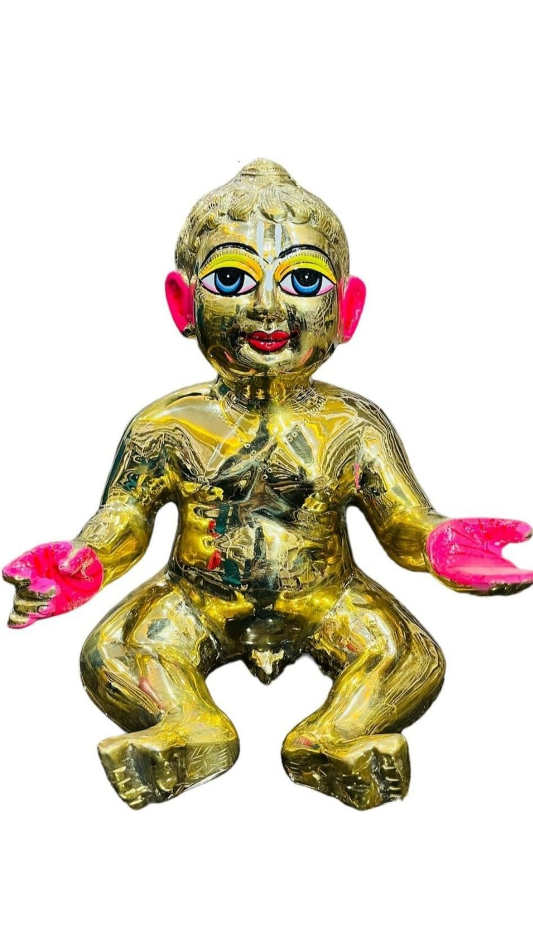 Brass Sitting Laddu Gopal/Bal Gopal/Krishna (25cm)