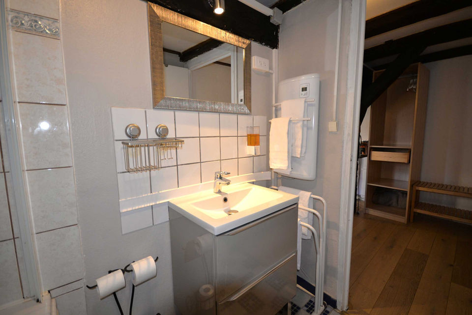 Salle de bain élégante et équipée d’un gîte tout confort à Colmar.