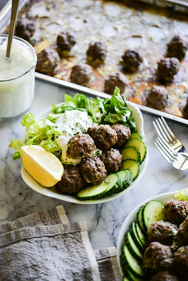 Greek-Inspired Meatballs with Tzatziki - Fed & Fit - Easy Sheet Pan Meatballs.jpeg