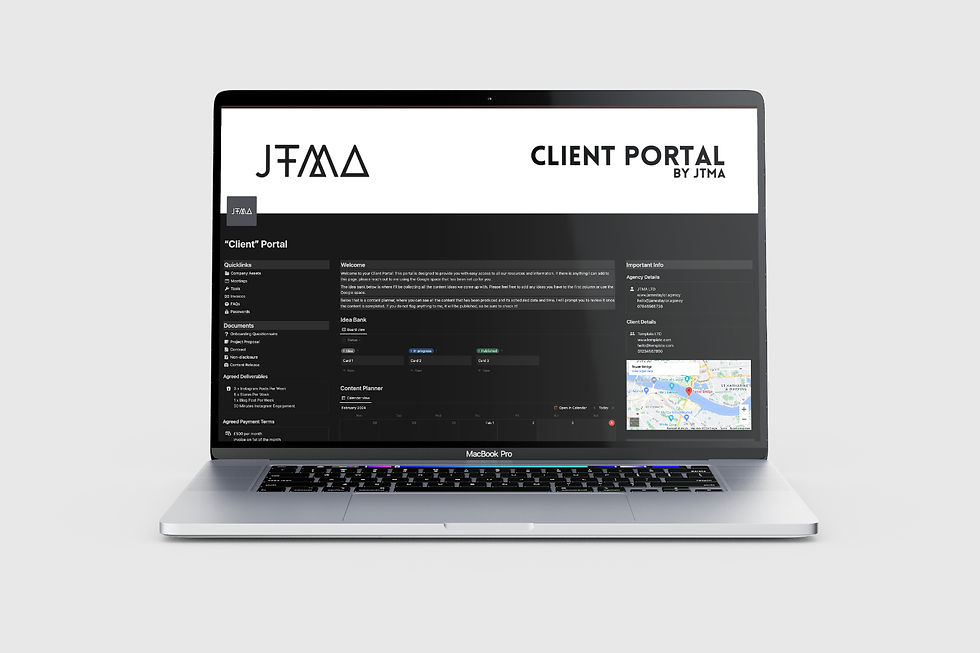 An image of the JTMA Notion portal open on a laptop