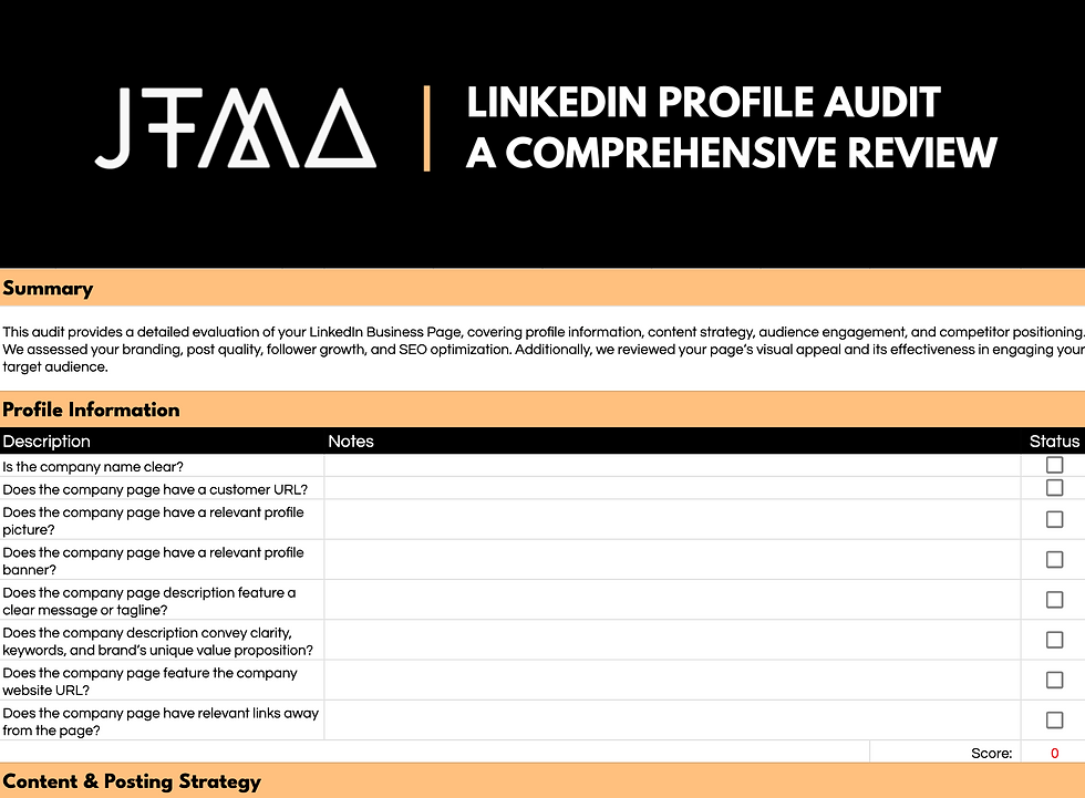 An example of a LinkedIn profile audit