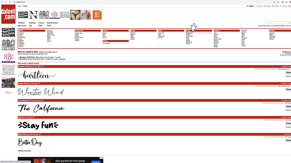 Navigating to DaFont's website.
