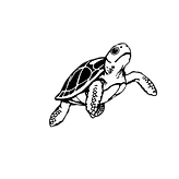 turtle, black and white, simple, round.png