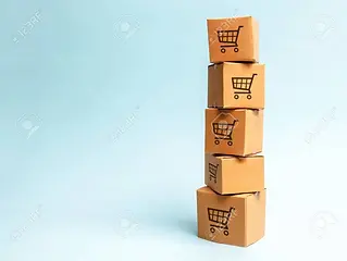 128631966-tower-of-cardboard-boxes-with-pattern-of-shopping-carts-on-a-blue-background-com