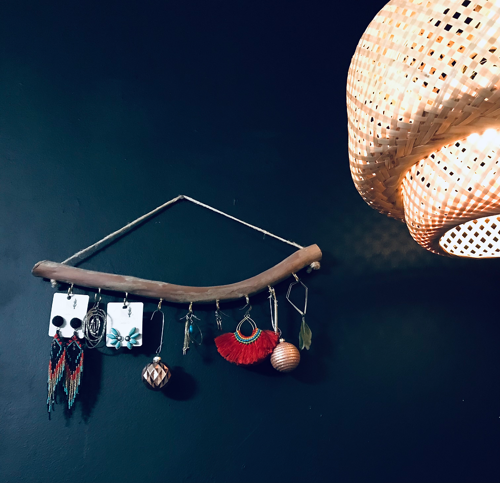 Thumbnail: Rustic bohemian jewelry display rack – perfect for keys, necklaces, and scarves