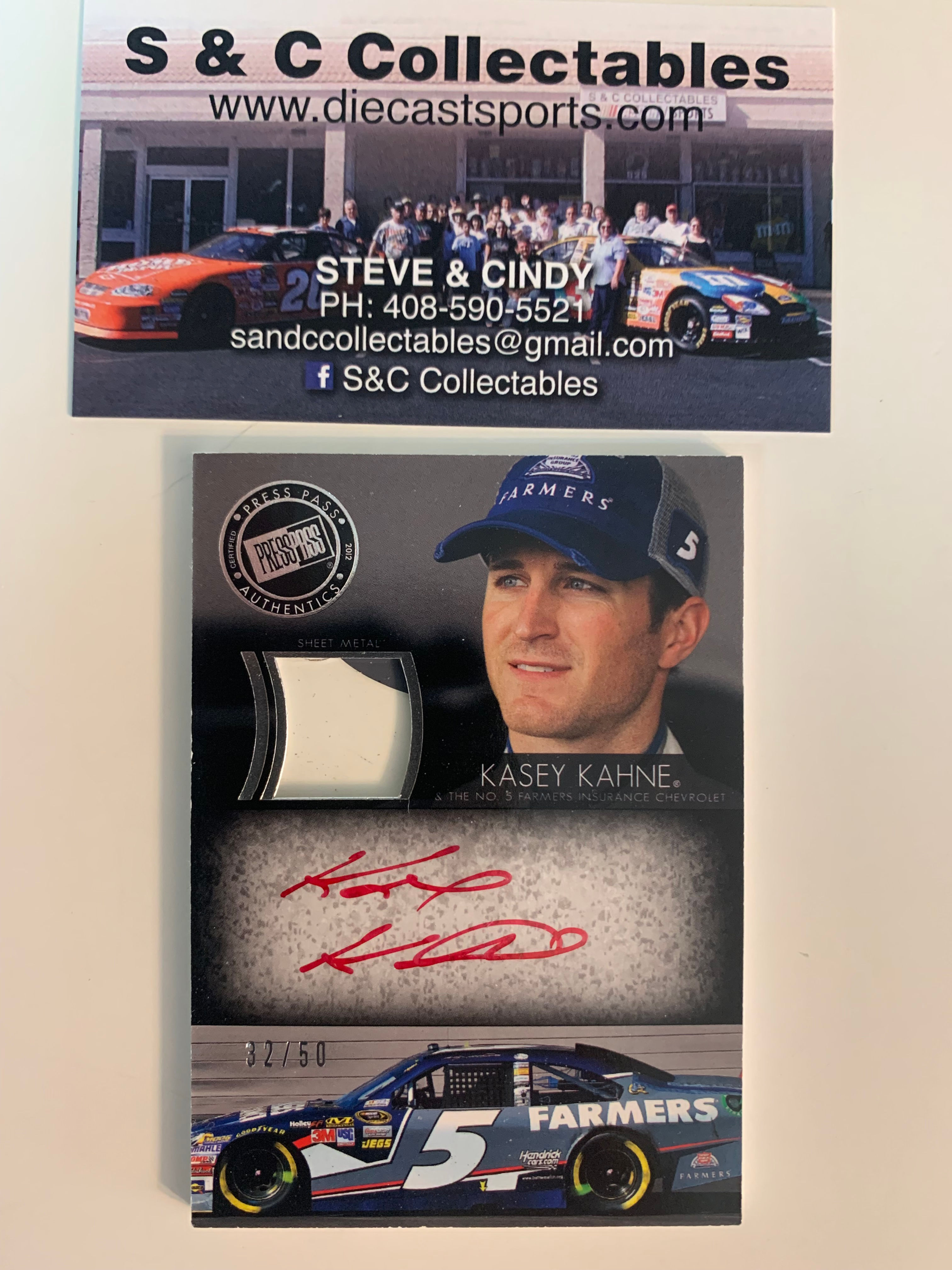 2012 Autographed &  Race-Used Sheet Metal  / Kasey Kahne  Plastic A