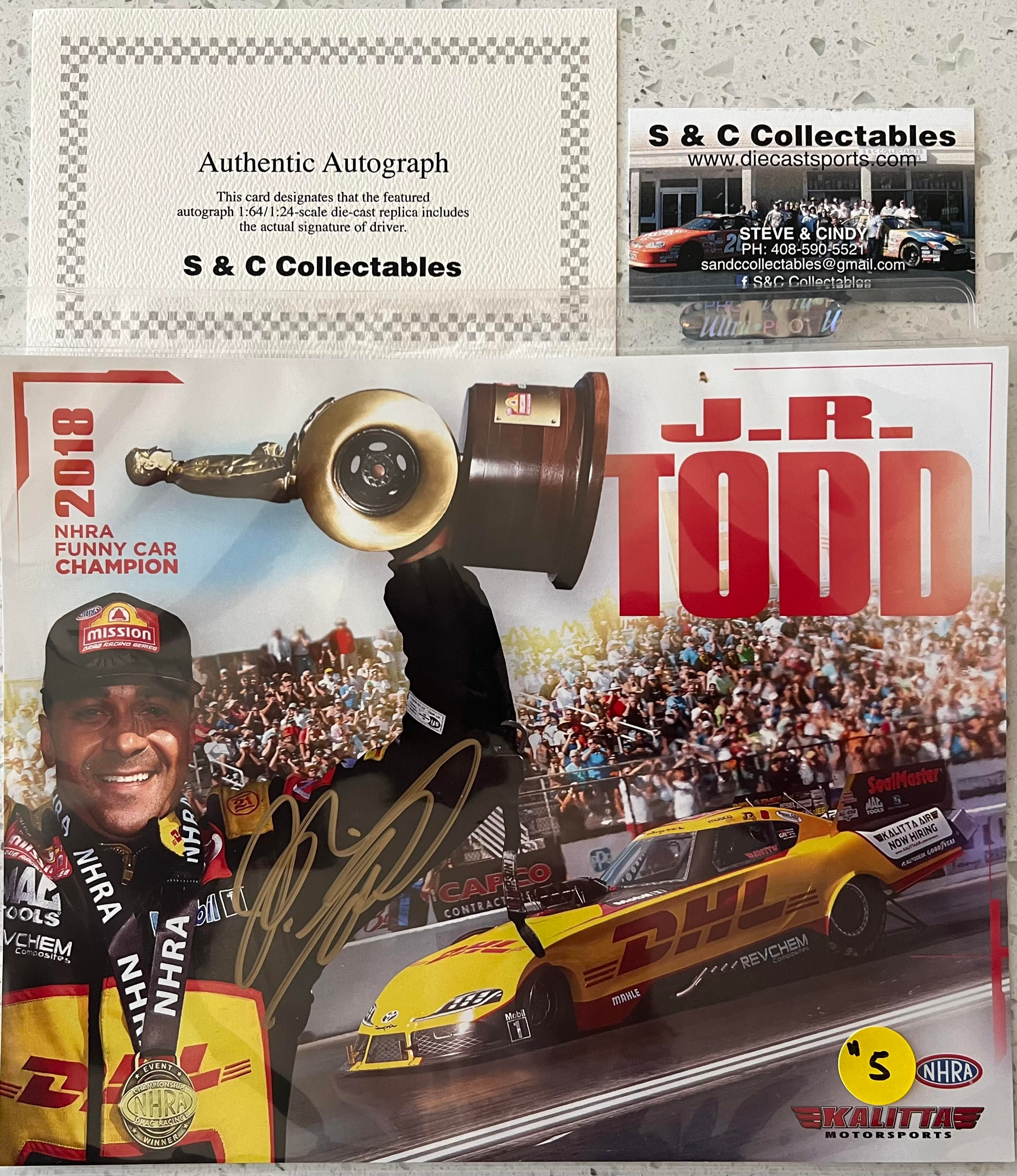 2024 Autographed  DHL  8X10" Funny Car Card  #5   /J .R. Todd