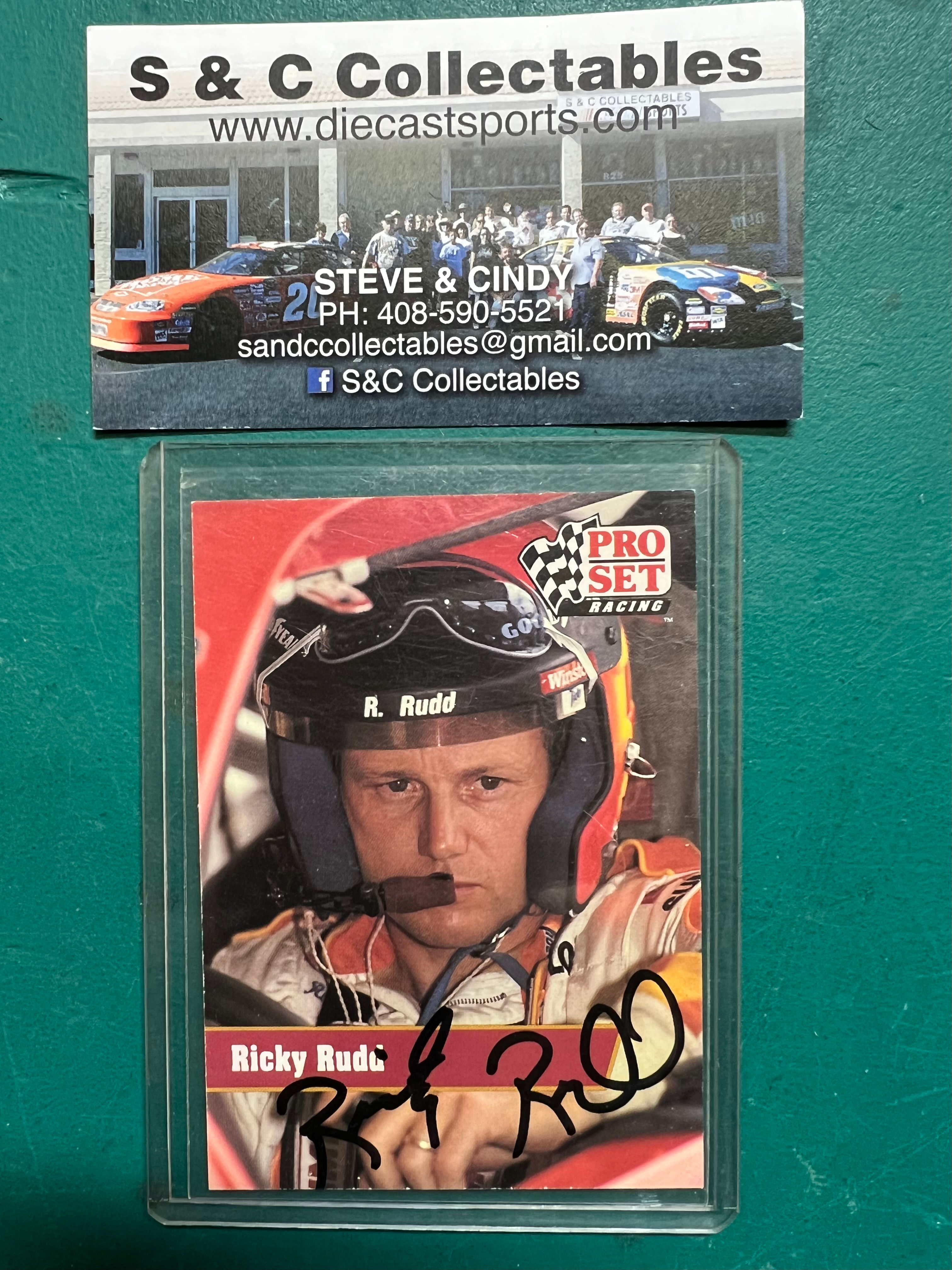 1991  Autographed Pro Set Racing / Ricky Rudd  Plastic  G