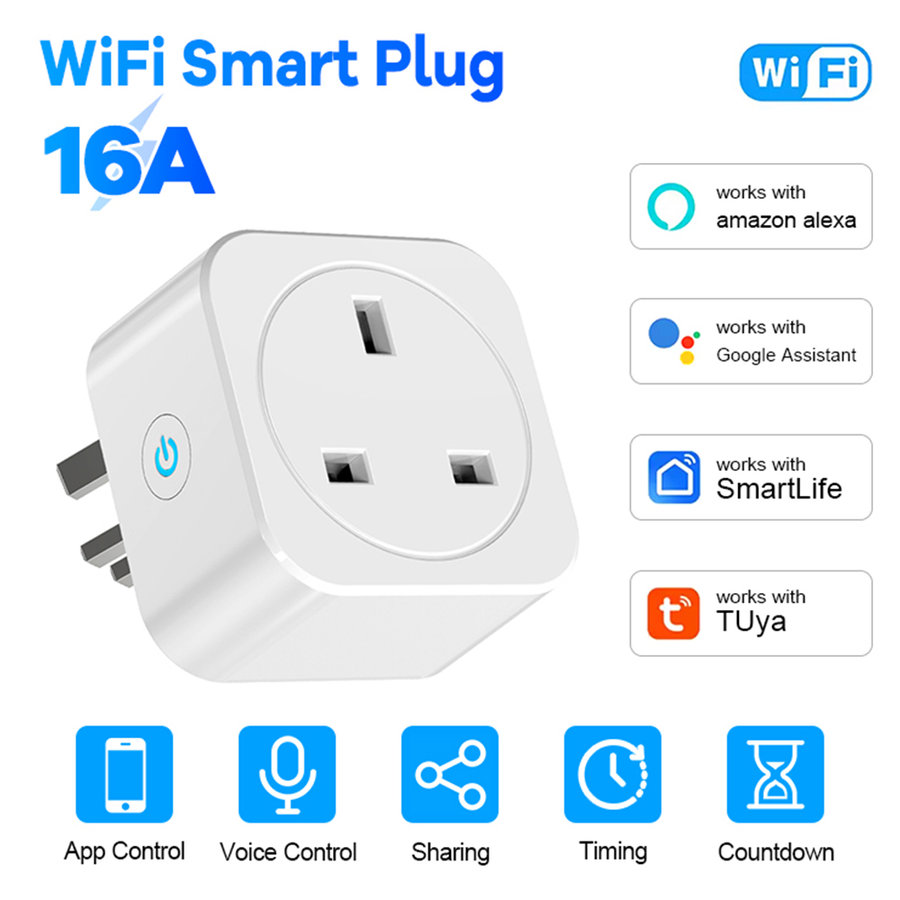 Tuya UK Smart Plug 16A 20A WiFi Socket Power Monitoring Remote Control Timer Wor