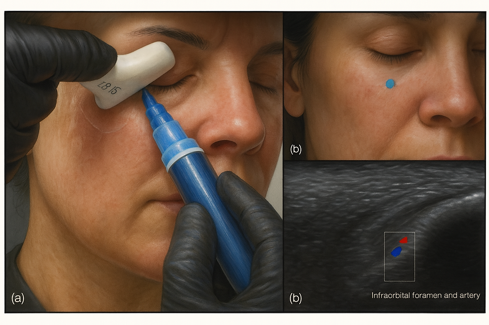 Ultrassom Facial guiando injeção de preenchimento
