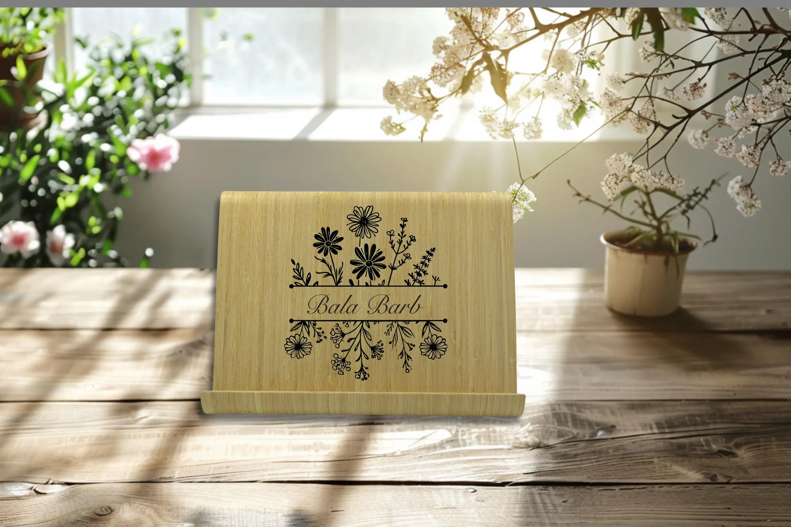 Engraved Bamboo iPad / Tablet Stand