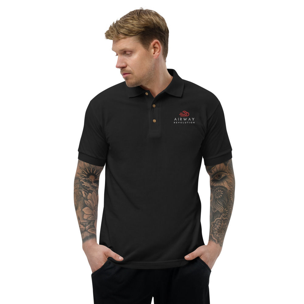 Airway • Black Embroidered Polo Shirt