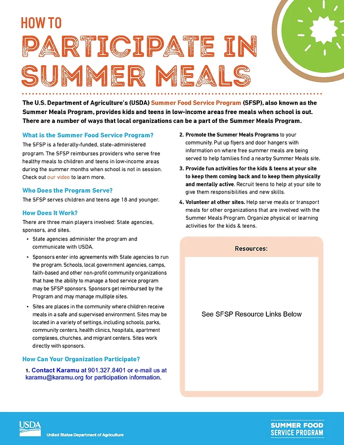 cacfp tennessee karamu nutrition program summer food service sfsp promotion flyer