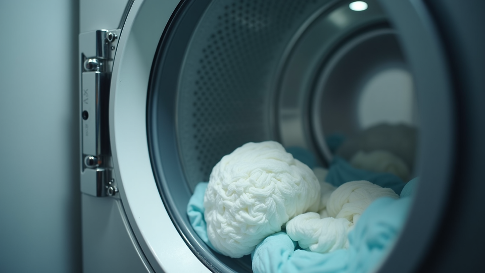 Eye-level view of washing machine drum with a laundry pod inside