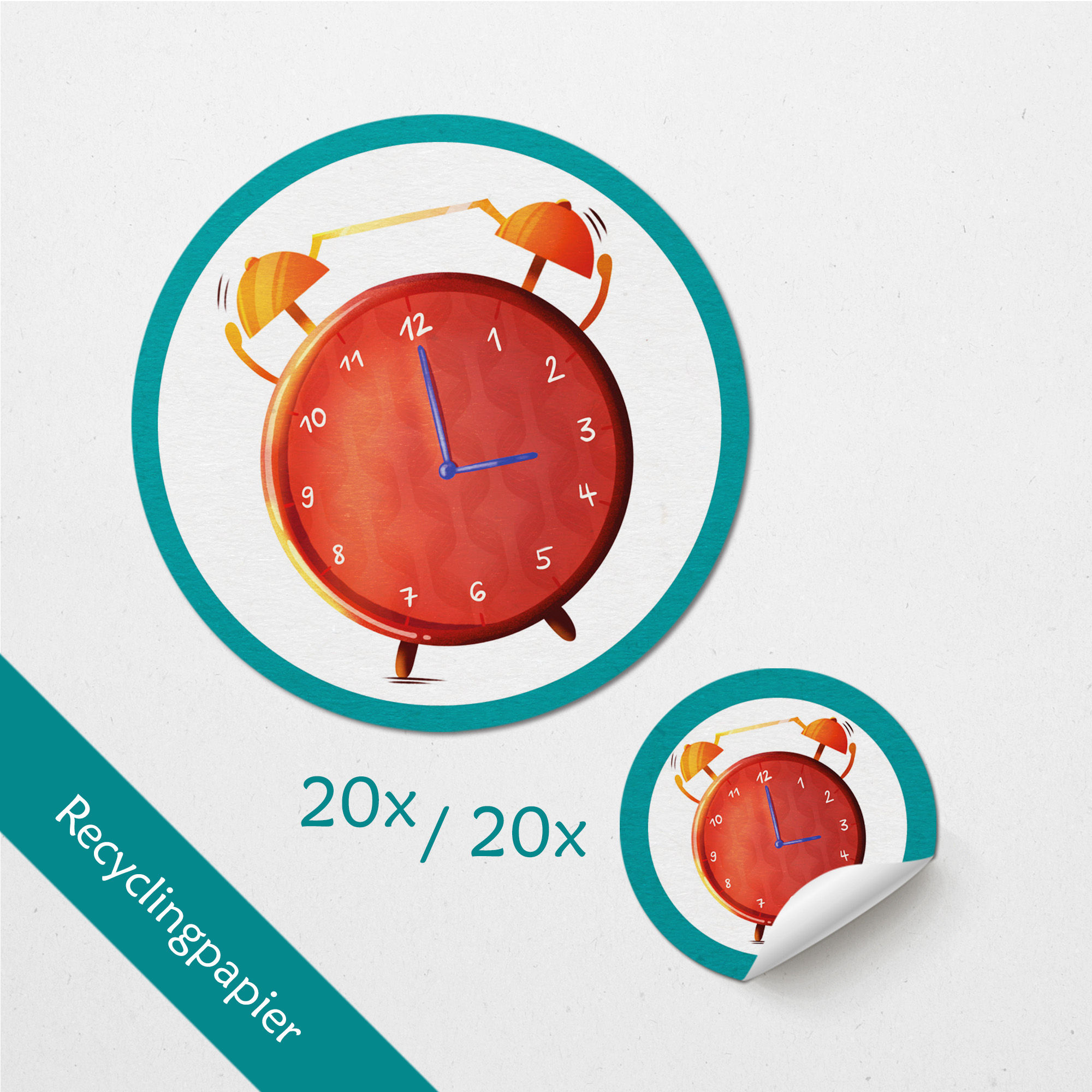 Lautsymbol Sticker “Wecker” (Recyclingpapier)