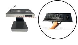 SR SMART LECTERN by Surwise+ featuring a convenient pull-out keyboard and mouse bracket for ergonomic and efficient operation, enhancing productivity during presentations