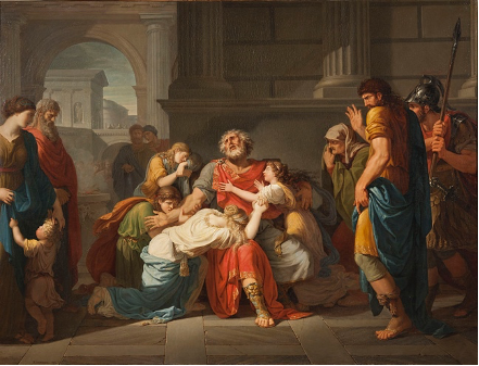 Painting of The Blind Oedipus Commending his Children to the Gods, Bénigne Gagneraux (1784)