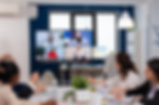 Team collaborating through a video conference using SR-C PRO Series, enhancing idea-sharing and brainstorming with seamless technology integration.