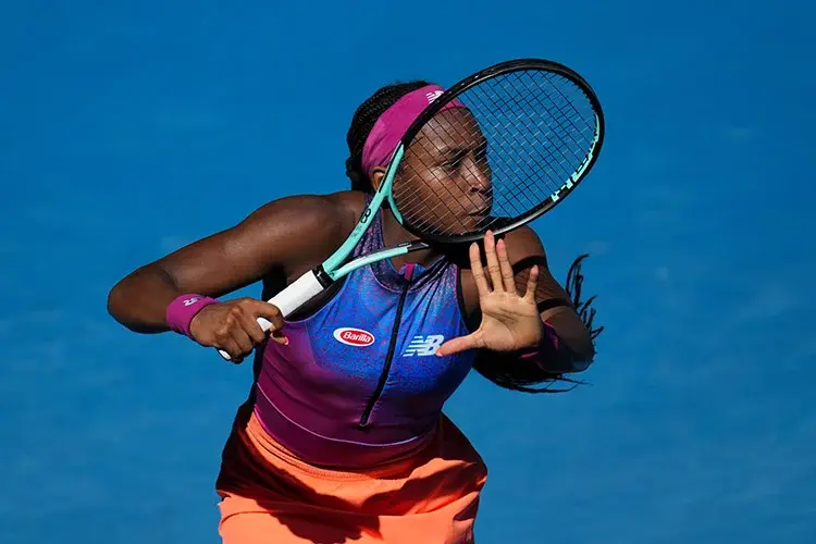 Coco Gauff hitting a forehand