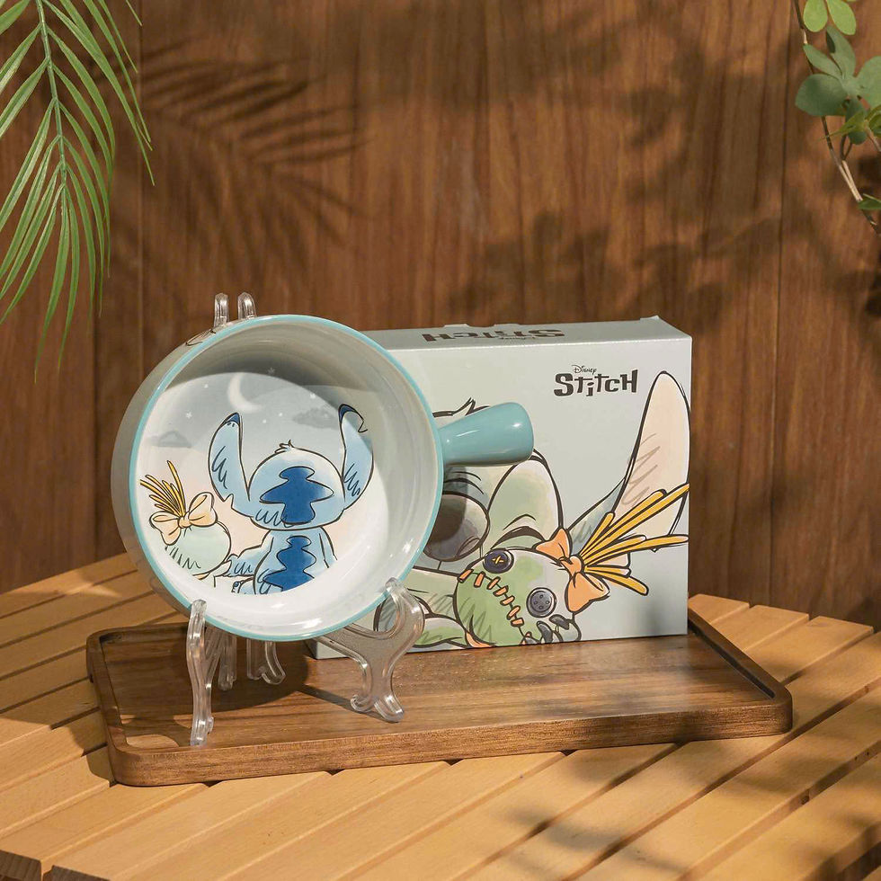 Hình thu nhỏ: Bộ Đồ Ăn Gốm Sứ Disney Stitch - Bộ 3 Món: Cốc, Bát, Muỗng & Đũa, Hộp Quà Tặng