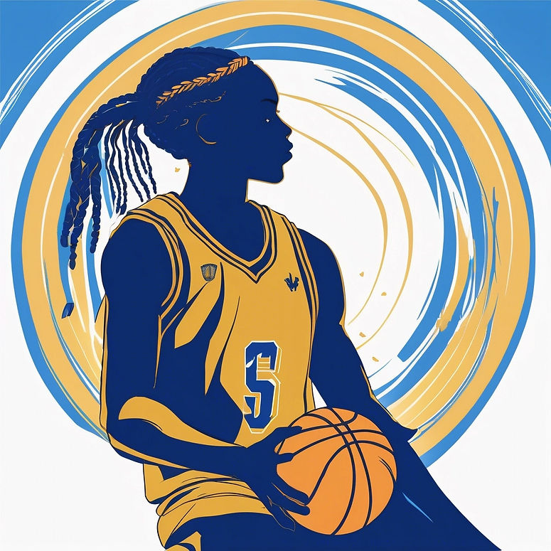 A silhouette of a young teen with braids shooting a basketball.jpg