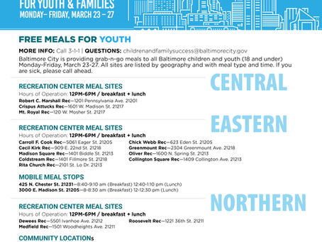 FREE MEALS FOR YOUTH & FAMILIES March 23-27