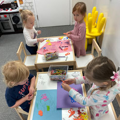 Preschool and daycare children engaged in educational activities at Bright Steps Academy in Barrie, Ontario