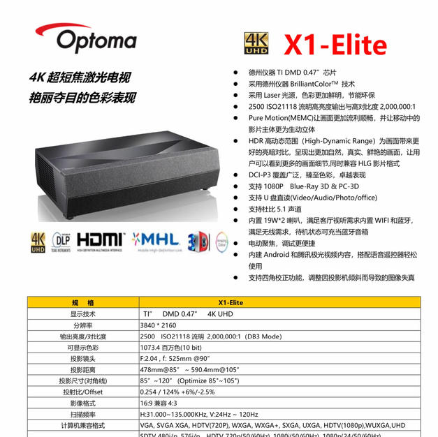 Optoma X1 Elite Laser TV
