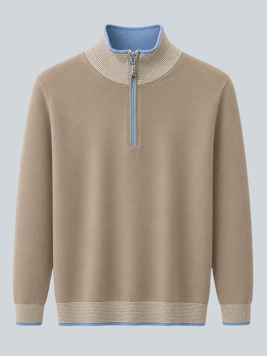 Codice Quarter Zip: Light Brown