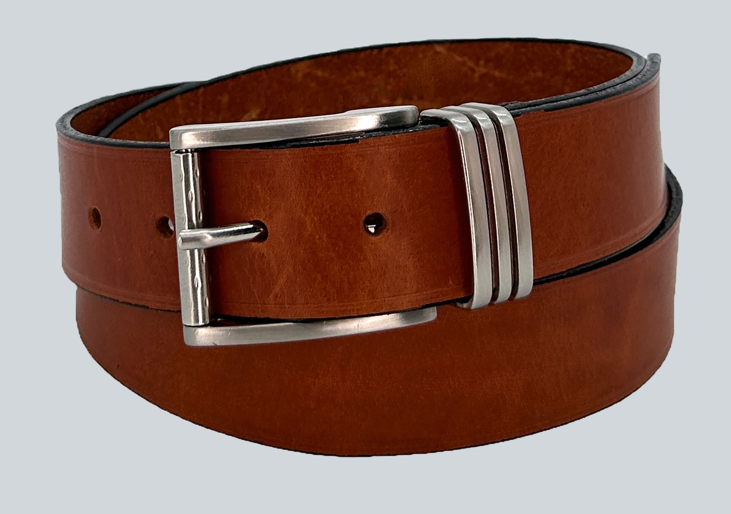 Benchcraft Belt with Three Stripe Hardware: Tan