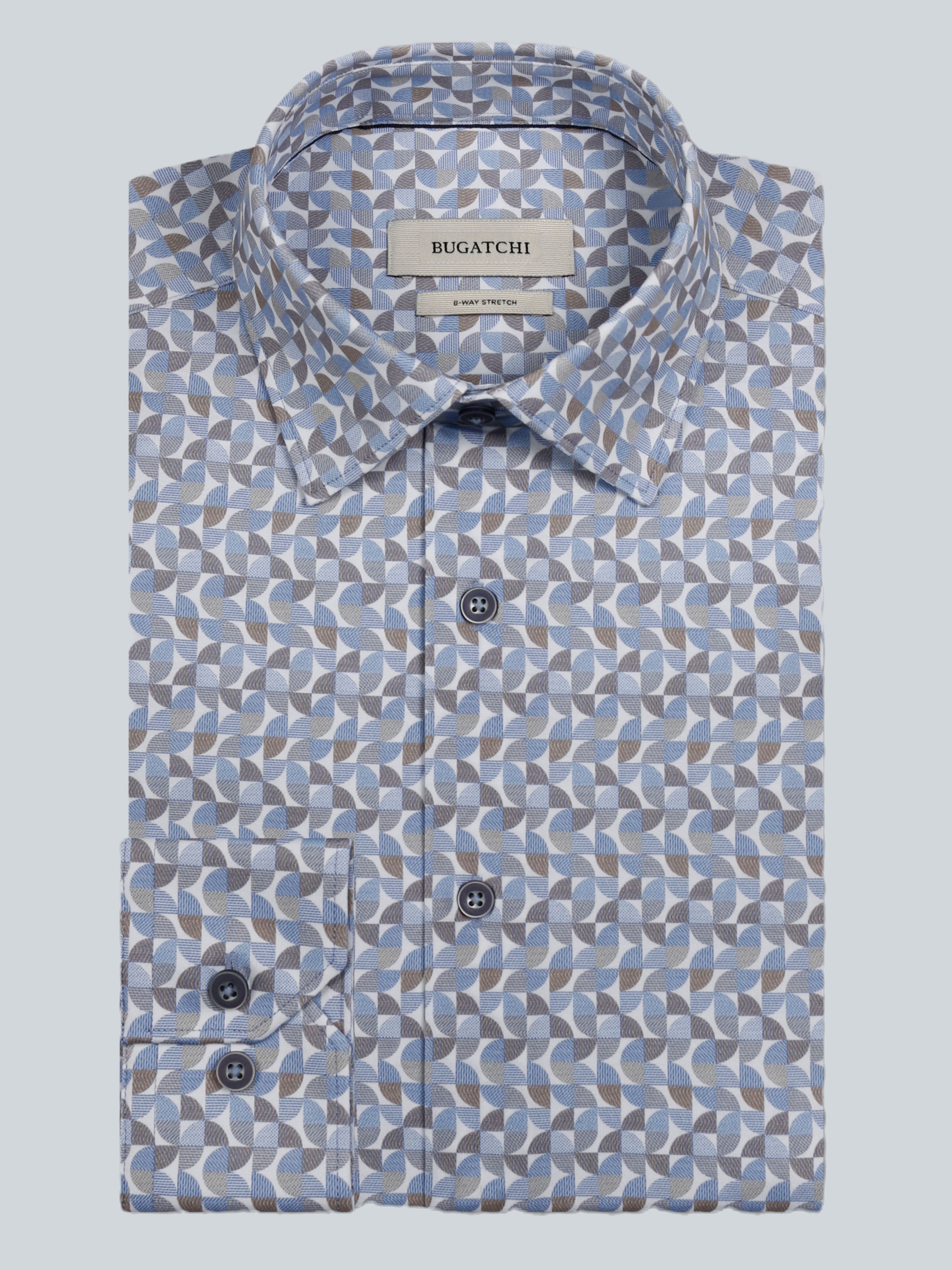 Bugatchi OoohCotton® Blue Geometric Shirt