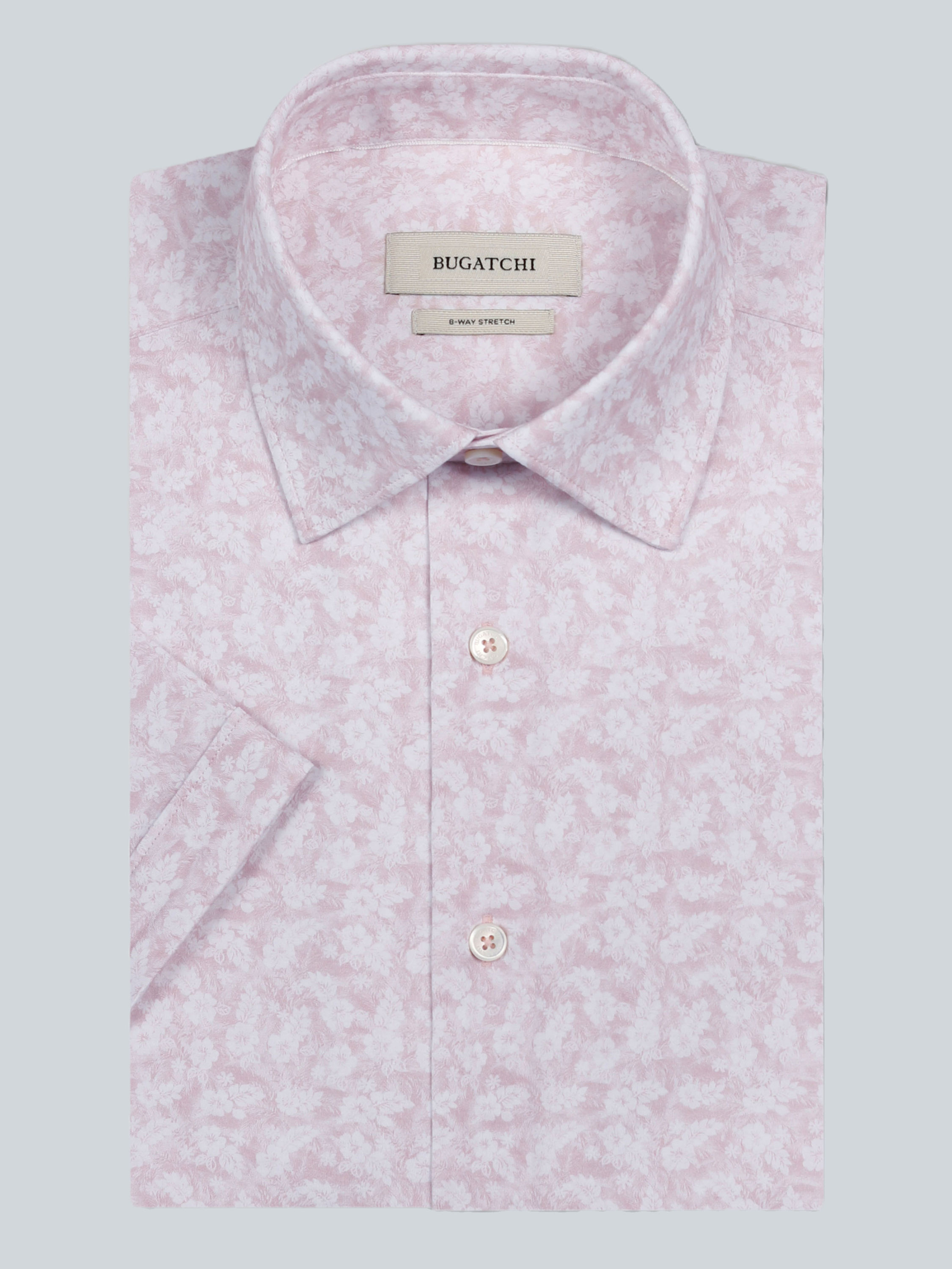 Bugatchi Oooh Cotton Short-Sleeve Shirt: Pink Florals