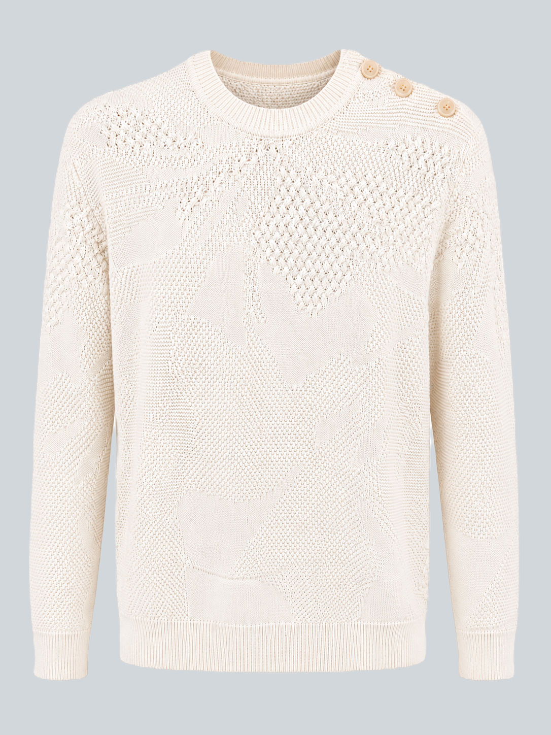 Bugatchi Sweater: White Cableknit