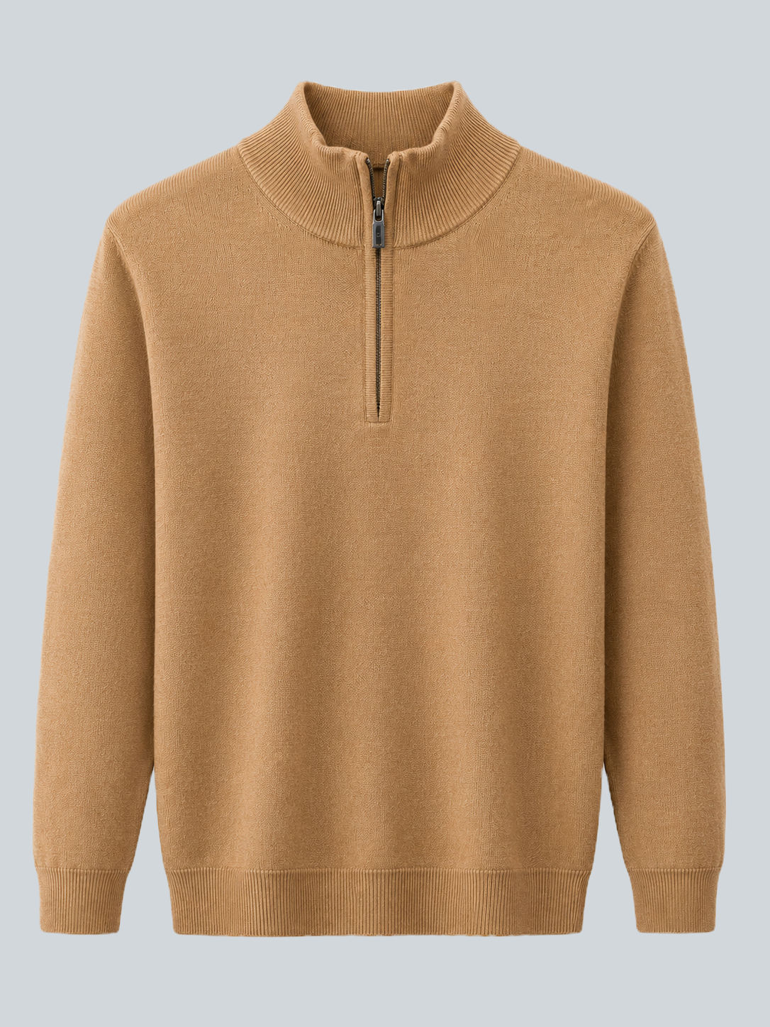 Bugatchi Fine Knit Quarter Zip: Camel