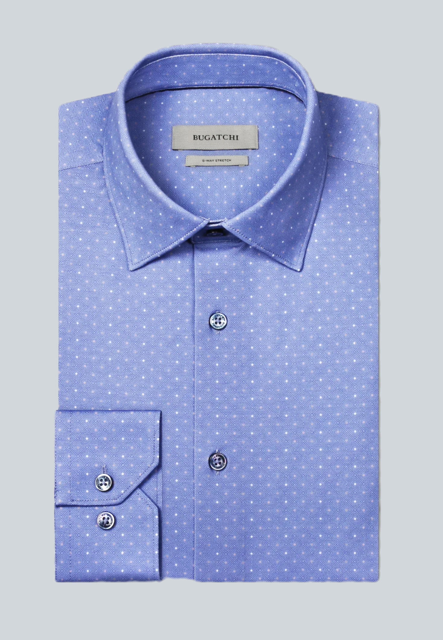 Bugatchi 8-Way Stretch Shirt: Blue Diamond