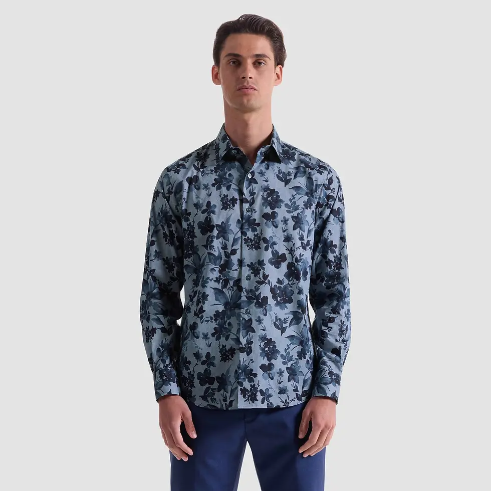 Thumbnail: Bugatchi Stretch Button Up: Blue Floral