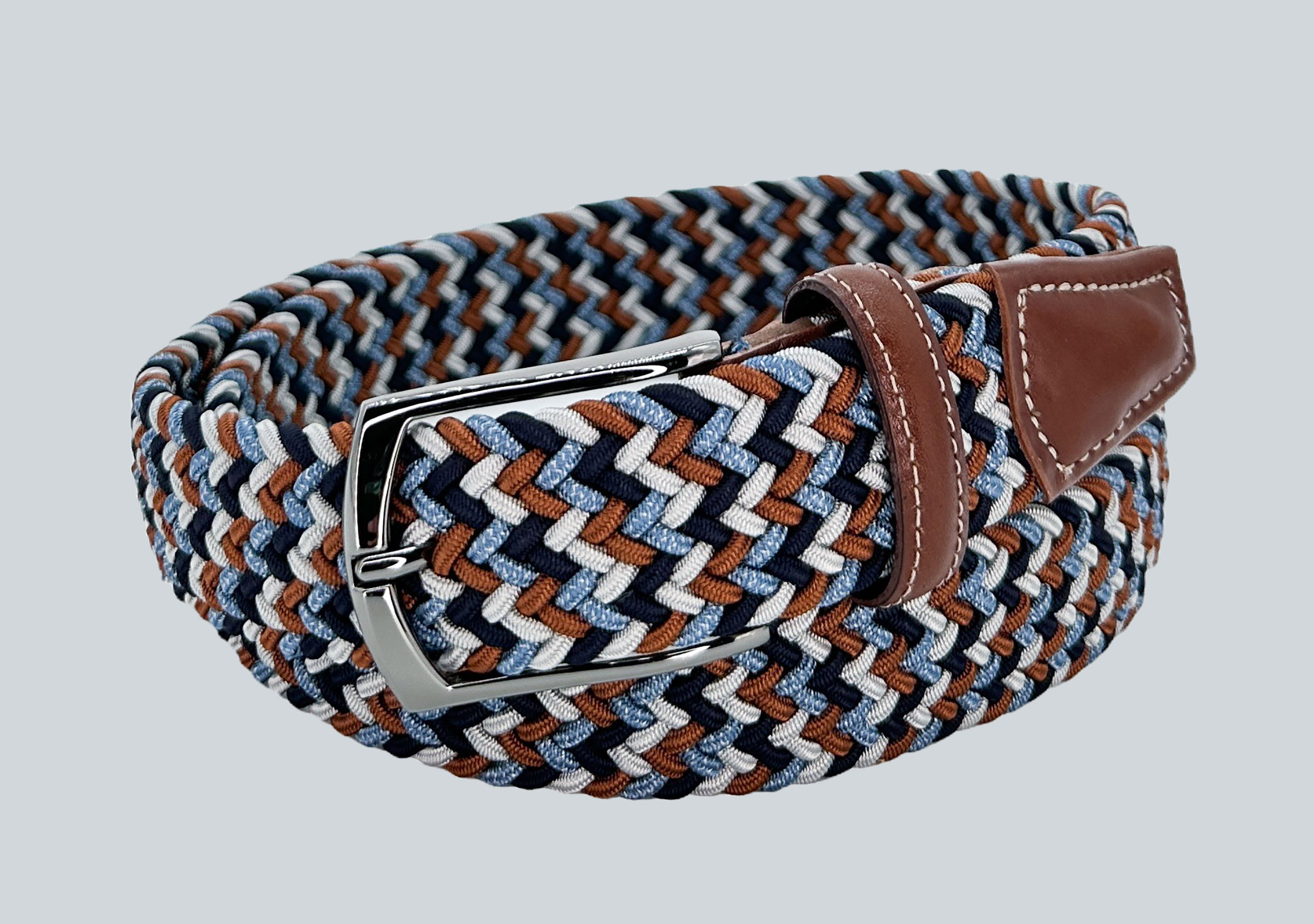 Benchcraft Elastic Woven Belt: Brown/Blue