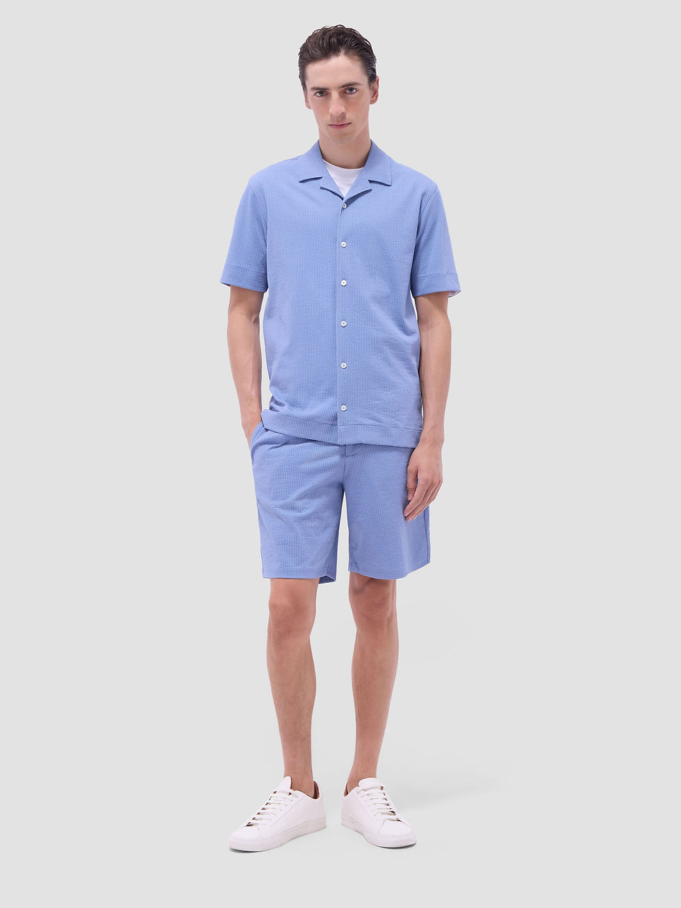 Thumbnail: Bugatchi Seersucker Shirt: Air Blue