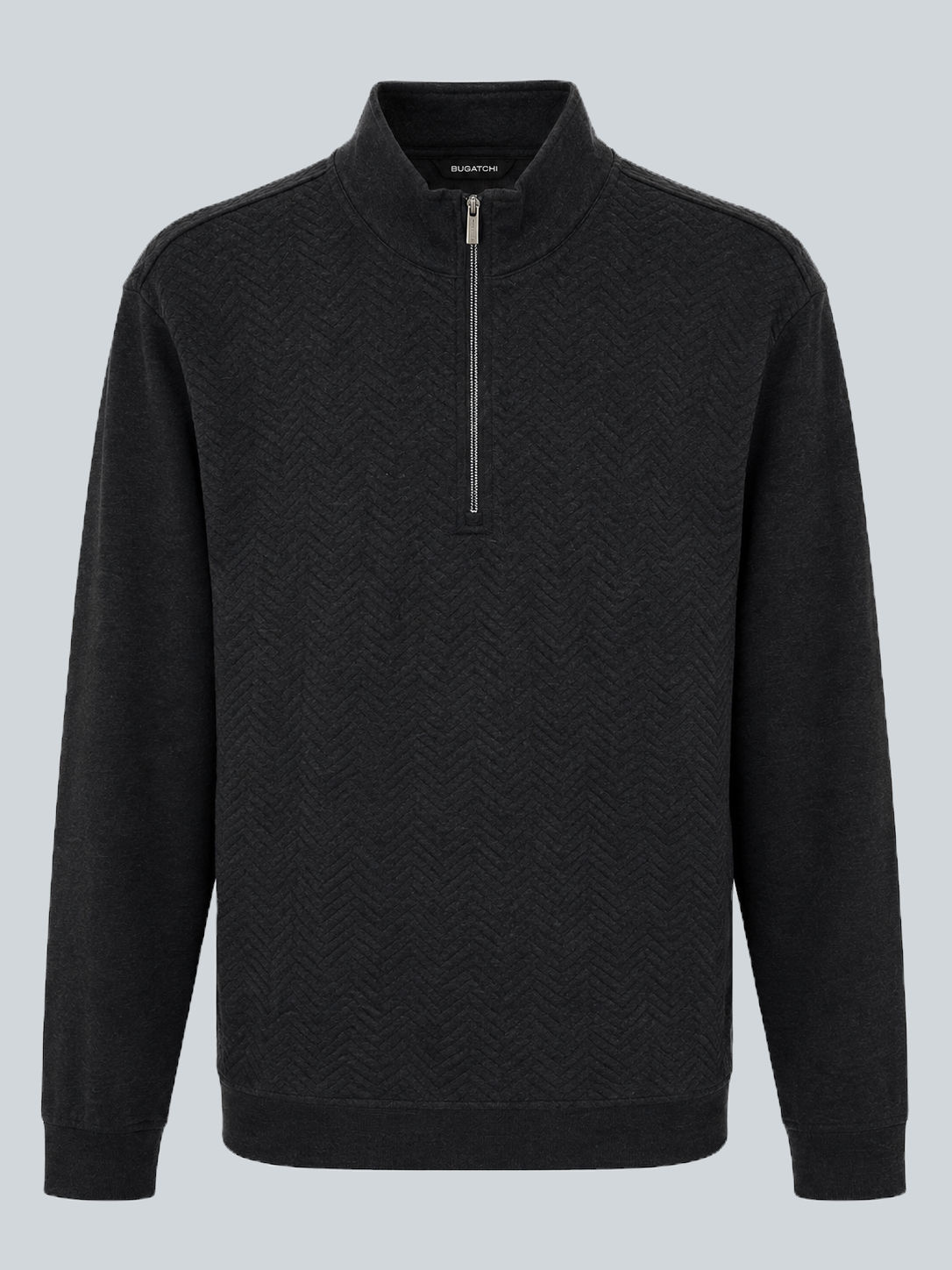 Bugatchi Basketweave Quarter Zip: Charcoal