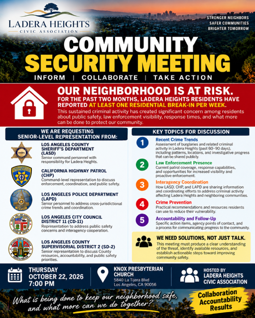 Join us for this important Community Meeting. Thursday, October 22nd, 7:00pm.