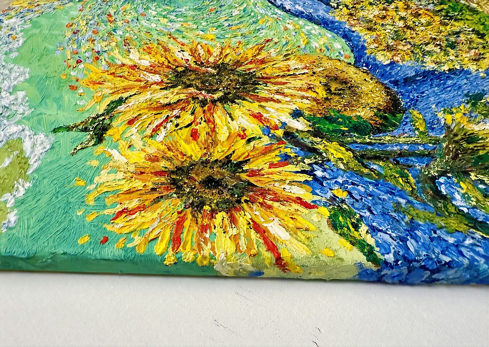 Thumbnail: Sunflowers against a curvaceous landscape