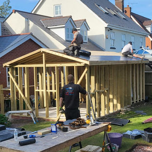 Roof frame and insulation has started to be constructed.