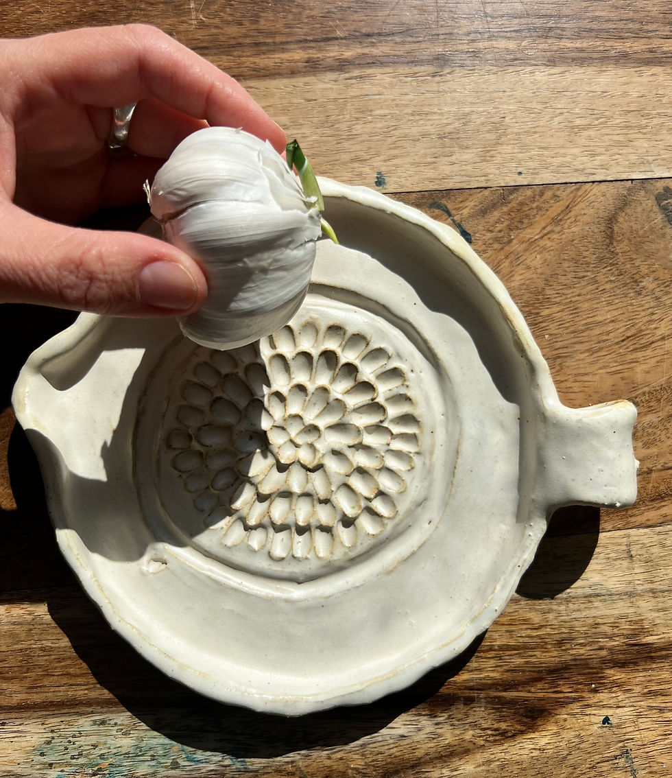 Thumbnail: Handmade Stoneware Garlic Grater – Cream
