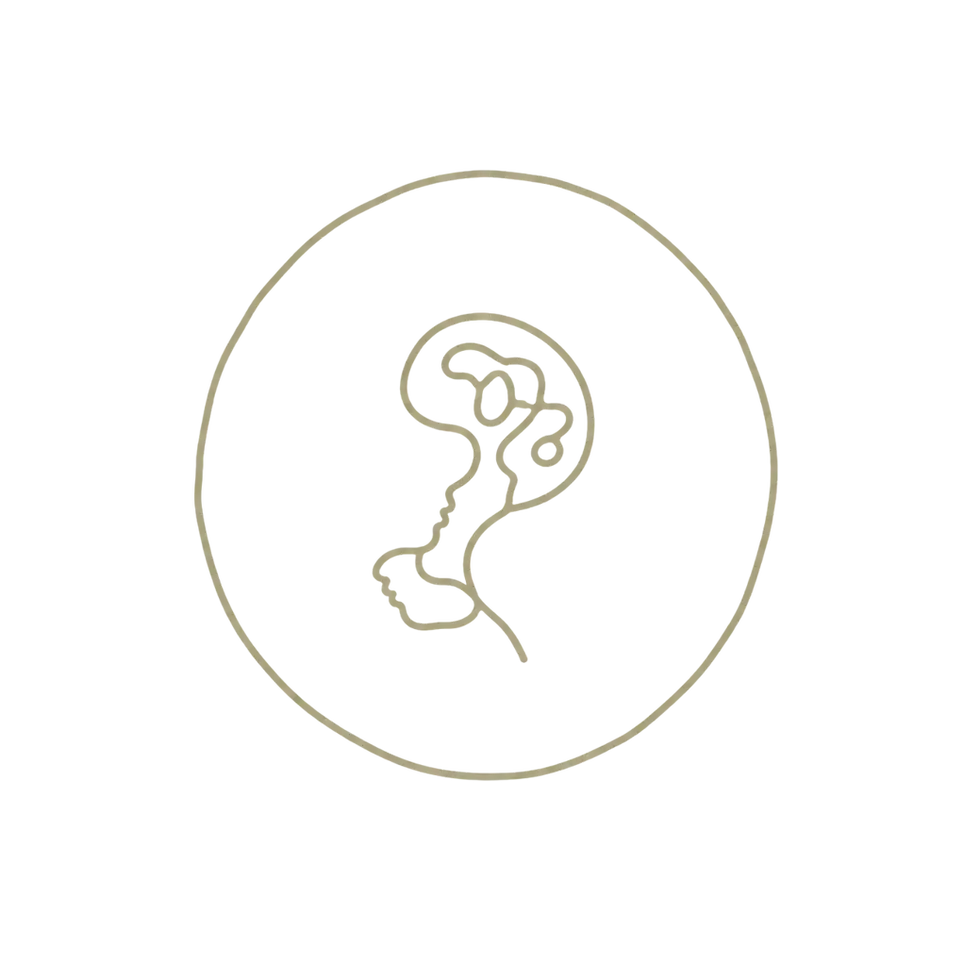 Abstract line art of a human profile in a circle