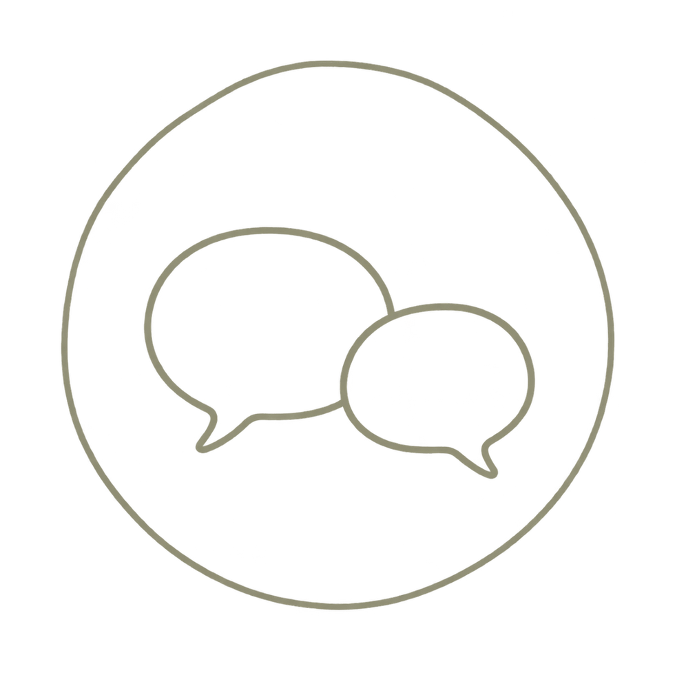 Two overlapping speech bubbles icon for couples communication